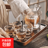 手工复古清酒壶套装温酒烫酒玻璃壶简约家用一两白酒杯锤纹古风 透明款清酒壶单壶