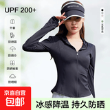 【小野同款】2026新款夏季修身防晒衣女冰丝透气连帽防晒外套 耀石黑 L (推荐体重110-140斤)