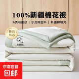 A类新疆棉花夏凉被纯棉全棉可机洗夏季单双人薄被子夏天空调被 果绿+奶白【新疆棉花填充】 200*230cm夏凉被 清爽透气