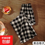格子裤女夏薄款2025新款潮流高腰垂感宽松直筒休闲显瘦宽松阔腿裤 黑白格子 轻薄 均码 （80-140斤）