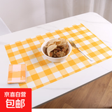 露营一次性桌布加厚家用石头布外卖塑料长方形桌布防水防油 黄白格外卖用石头布 1张