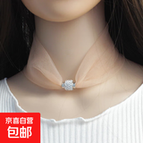 夏凉炫彩磁柱小丝巾新款夏季时尚百搭韩版磁吸式装饰遮颈纹小丝巾 磁吸-杏粉色