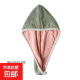 干发帽女吸水双层2025新款帽子包头巾洗头擦头发超强速干毛巾浴帽 加厚双层两用干发帽-粉绿