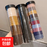 儿童莫兰迪色系高弹力头绳无缝不伤发发绳无痕布艺清新发饰 无缝发圈袋装60根-黑+咖+莫兰迪