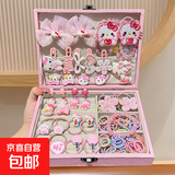儿童发饰礼盒女童玉桂狗发卡套装宝宝皮筋手链小女孩六一礼物头饰 TS282-02粉色Kitty猫发饰礼盒