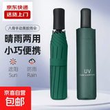 爆款晴雨伞手动UV折叠黑胶防晒防外线遮阳晴雨两用伞 【手动款8骨】森林绿UV