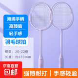 【入门神器】羽毛球拍对拍正品比赛成人学生耐用儿童超轻超弹耐打 海绵手柄-紫 （拍包+1个尼龙球）