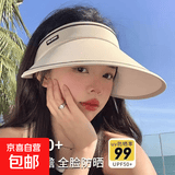 防晒帽子女夏季遮阳帽户外骑行开车防晒帽女时尚百搭透气太阳帽子 糖果帽【米色】 均码（54cm-58cm）