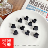 精致小号迷你植绒抓夹磨砂抓发夹公主头发卡顶夹刘海夹鲨鱼夹头饰 【黑色爱心】1个装