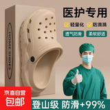 手术室室内洞洞鞋厚底女医护士凉拖鞋eva透气防滑外穿2026新款男 米色 42-43