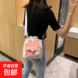 2025可爱兔兔单肩包新款韩版ins少女百搭帆布斜挎包学生单肩水桶 粉色单包 小包