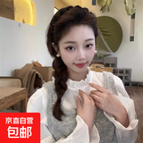 高颅顶头箍2025新款小香风珠光网纱发箍女防滑带齿纹理感日常外戴 珠光纱黑色