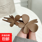 网红高级感蝴蝶夹子后脑勺盘发神器发夹女鸭嘴抓夹发卡一字夹头饰 咖色