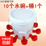 家禽养殖小鸡鸭鹅自动饮水碗饮水器鸽用自动喝水饮水碗鹌鹑鸡食槽 20斤水桶【钻好孔】+10个饮水碗