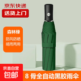 【热销百万】8骨手动折叠黑胶防晒防紫外线遮阳晴雨两用伞 【自动】墨绿UV