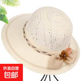 夏天妈妈防晒遮阳帽中老年人帽子女士草帽中年大檐沙滩帽老人帽子 浅米色 均码（56-58CM）