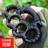 【锌合金加固指虎】防身戒指小巧自卫铁拳头护指防狼神器格斗器材 加厚款黑色【玲珑有绳1个】