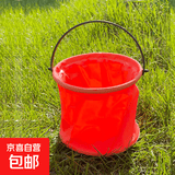 儿童抄网套装不锈钢杆伸缩小捞鱼网蜻蜓捕虫网折叠钓鱼打水桶渔具 折叠水桶颜色随机一个