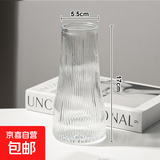 特大号玻璃花瓶桌面插花水养鲜花富贵竹高花瓶ins风客厅装饰摆件 【17高透明】小号锥桶竖条