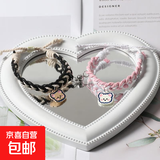 卡通编织情侣相吸手链维卡熊可调节闺蜜手环高颜值小皮筋学生手链 小熊黑+粉【2条】相吸