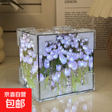 永生花手工diy郁金香小夜灯生日礼物女摆件伴手礼郁金香魔方小夜灯礼物送女友 紫色郁金香小夜灯（30朵花海）