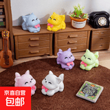 微景观可爱蝴蝶结小猫公仔diy树脂工艺品手工奶油胶萌粒车载摆件 亮面实色【2个装】颜色随机