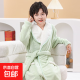 京东快递儿童浴袍带帽速干浴巾睡衣大毛巾柔软吸水加厚 哈尼【绿色】 大号【身高140-160cm儿童穿】