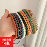 新款碎发防滑神器百搭带齿波浪发简约头箍洗脸刘海发卡发饰发箍女 4个装（颜色随机）
