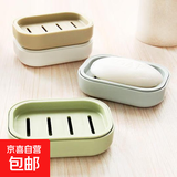 双层香皂盒浴室卫生间沥水肥皂盒创意旅行便携皂托简约肥皂架 简约素色双层肥皂盒-1个随机色