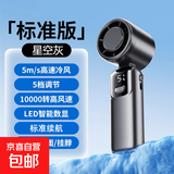 【抖音TOP1】手持电风扇半导体双击制冷冰敷小风炮100档宿舍大风力制冷涡轮折叠长续航静音大风力 黑灰-普通标准续航【可折叠/送挂绳】