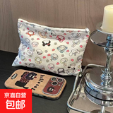 新款KT猫帆布手拿包收纳卡通帆布2024新款大容量百搭出行手拿包 三丽欧多图【手包】