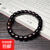 绿檀直切桶珠手串手工精品檀木民族风小手链男女款文玩单圈 黑檀直切8x9mm【单圈】