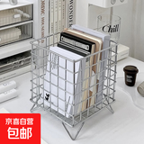 铁艺收纳架创意桌面收纳盒大容量收纳筐宿舍杂物整理化妆品储物盒 银色