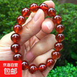 高冰透仿酒红色石榴石莫桑比克手链大颗粒手串水晶女礼物饰品 10mm