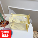 桌面置物架ins学生宿舍桌面收纳架多层化妆品首饰简约书桌收纳架 黄色 1个装