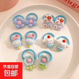 10件套可爱卡通儿童发圈女童宝宝甜美拇指圈扎啾啾头绳小皮筋发饰 5#花朵萌兔10件套