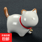 【采销推荐】汝窑可养猫咪茶宠创意可爱茶玩陶瓷茶台装饰茶具摆件 黄汝窑猫咪茶宠