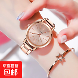 爆款手链表女时尚细窄表带金色钢带石英表女款时装表 玫瑰金