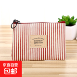 零钱包迷你女小方包布艺小钱包可爱学生短款硬币包小包包 红条纹