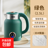 万利达电热水壶家用全自动断电保温一体快壶学生宿舍小型迷你煮水大容量开水快壶电烧水壶 2.5L 复古绿【智能保温 一米长线】高配