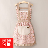 花边围裙大口袋可擦手洋气家用厨房夏季薄款烘焙背带款围裙 公主风围裙【粉色】