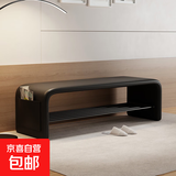 换鞋凳家用门口鞋柜坐凳一体入户穿鞋凳轻奢高级感卧室长条床尾凳 轻奢黑60cm【可收纳储物】
