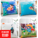 抱枕靠垫 超柔短毛绒加厚印花办公室汽车床头腰靠可拆洗抱枕靠垫 随机花型 36cm*36cm 枕套 （单支装）