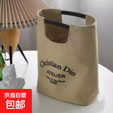 简约复古帆布包上班通勤化妆妈咪学生饭盒水桶便当手提包大容量 ATE手提卡其色