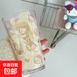 三丽鸥kt猫粉色牛奶凯蒂猫印花玻璃水杯可爱少女心果汁牛奶喝水杯 粉色kt猫+玻璃吸管 450ml
