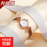 小清新女士手表时尚女士手表女款细带时装水钻皮带手表淑女表 棕色