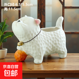 多肉小花盆陶瓷特价清仓卡通动物精致小号大口径可爱专用盆桌面 猫咪-站姿 中