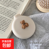可爱小梳子日常便携迷你气垫梳折叠气囊梳按摩梳镜子二合一便携 折叠气垫梳-白色
