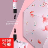 加固折叠雨伞手动结实耐用黑胶晴雨伞两用遮阳防晒学生雨伞 水蜜桃-黑胶防晒手动反向收伞 8骨