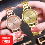 爆款手链表女时尚细窄表带金色钢带石英表女款时装表 金色
